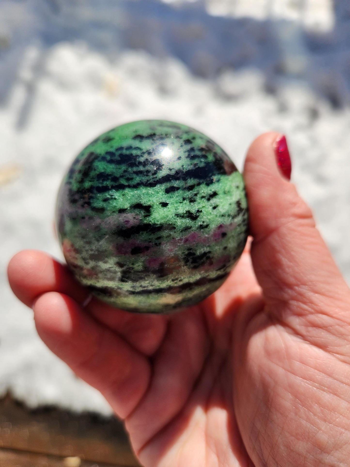 Ruby Zoisite Crystal Sphere, Anyolite