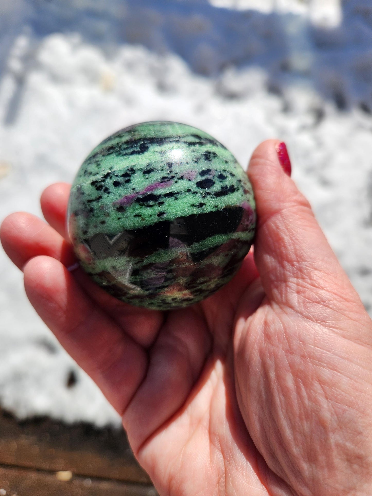 Ruby Zoisite Crystal Sphere, Anyolite