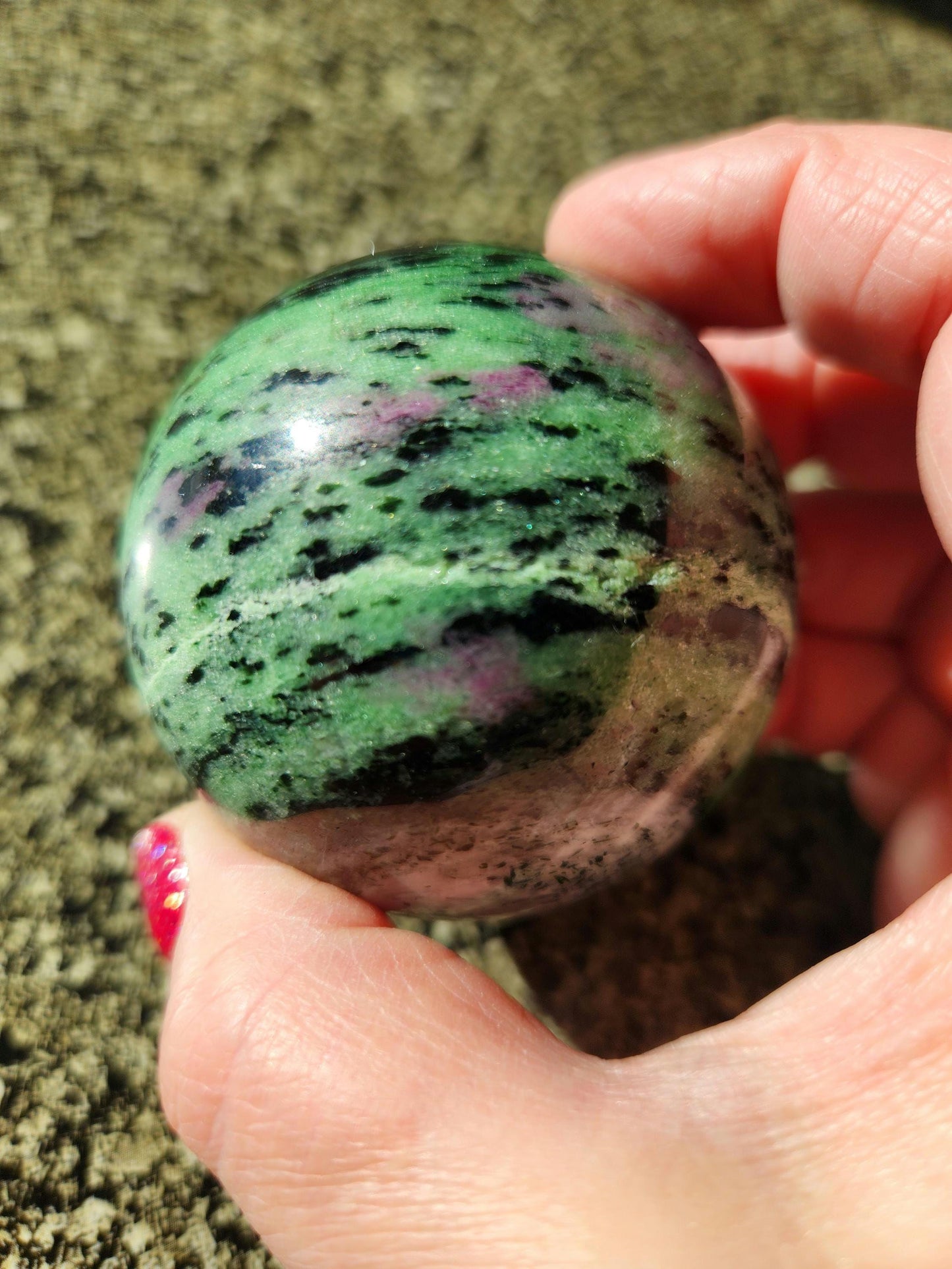 Ruby Zoisite Crystal Sphere, Anyolite