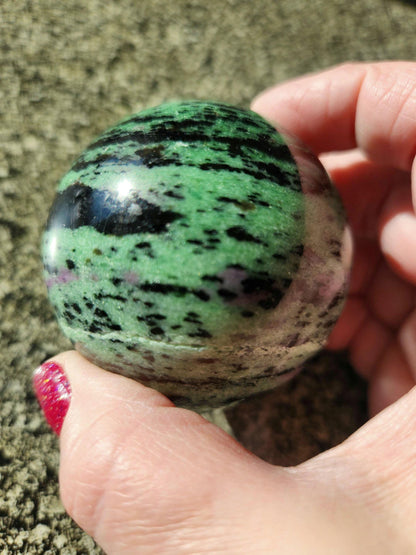 Ruby Zoisite Crystal Sphere, Anyolite