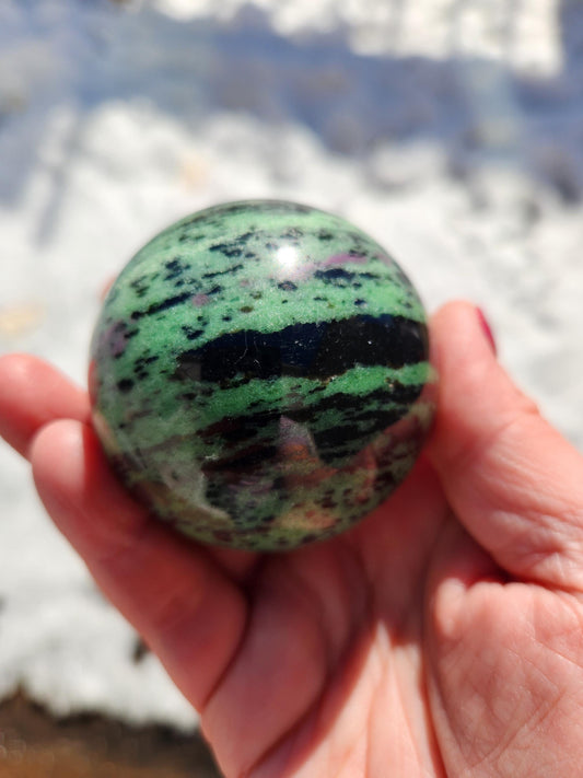 Ruby Zoisite Crystal Sphere, Anyolite