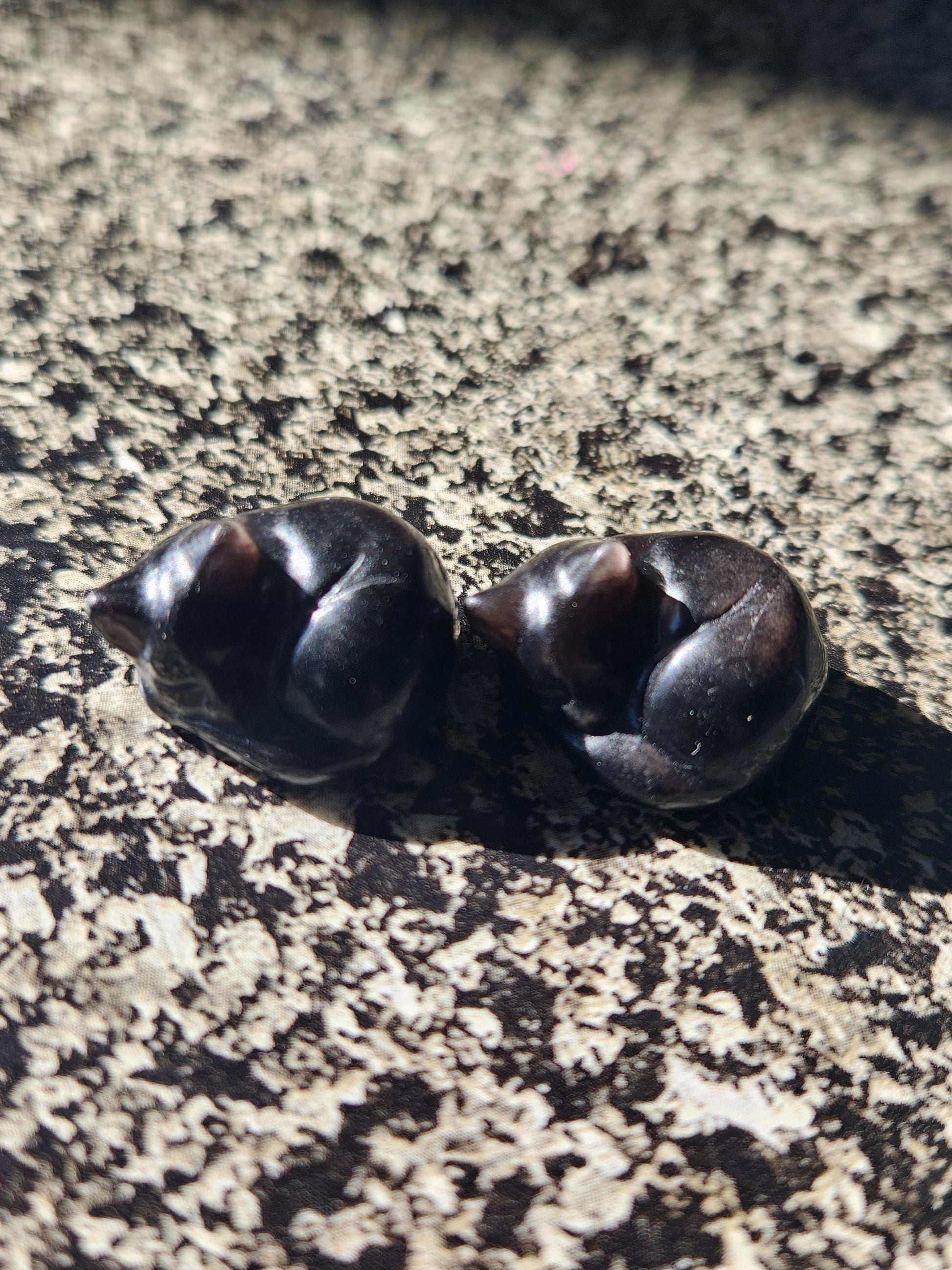 Silver Sheen Obsidian Mini Sleeping Cat - Natural Stone Crystal, One