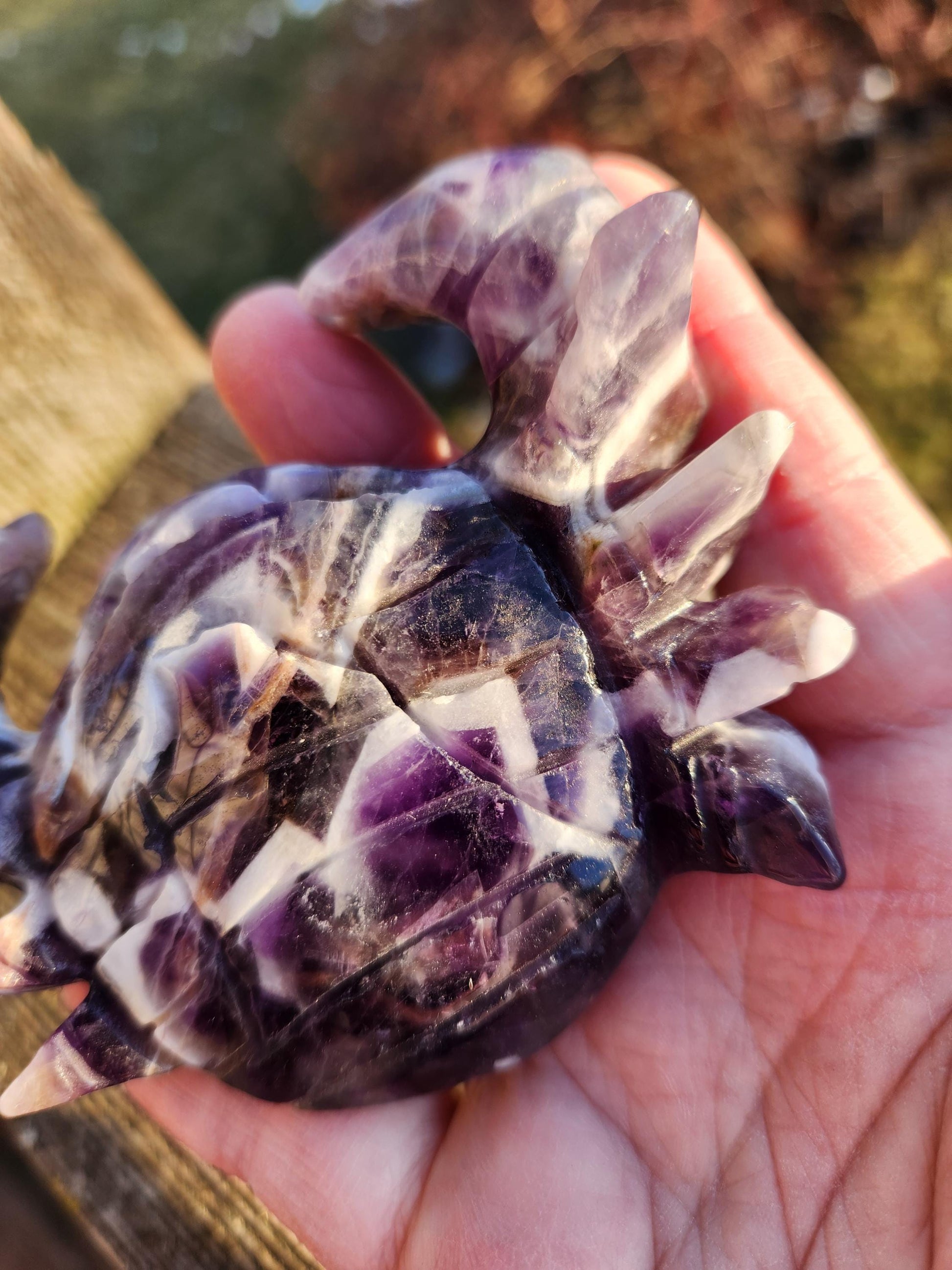 Chevron Dream Amethyst Crystal Crab, Large