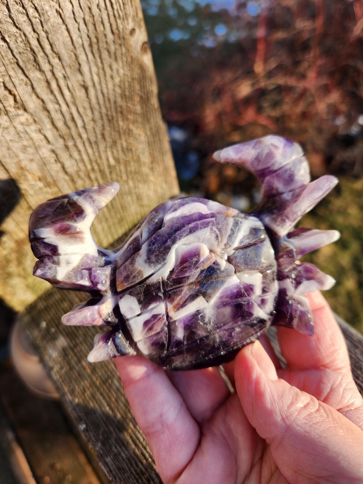 Chevron Dream Amethyst Crystal Crab, Large