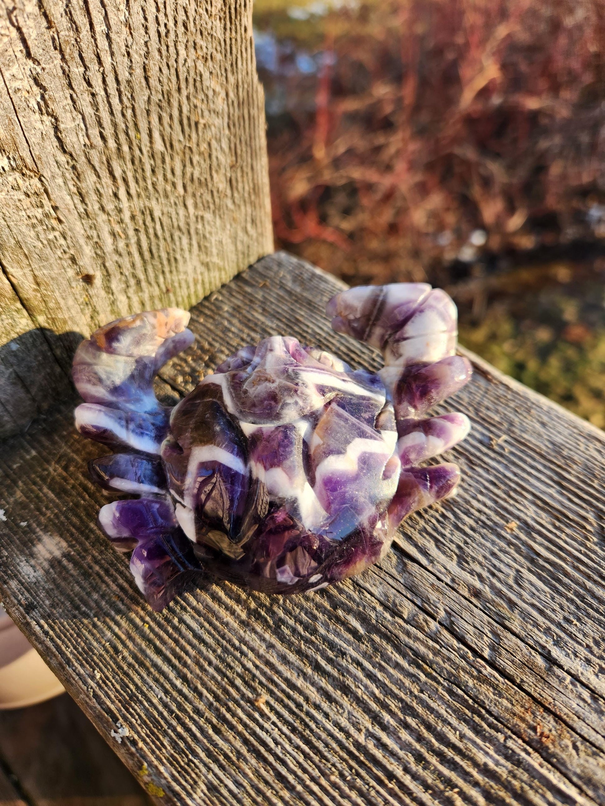 Chevron Dream Amethyst Crystal Crab, Large