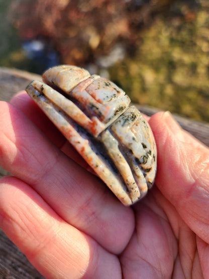 Ocean Jasper Polished Scarab Beetle Crystal Carving