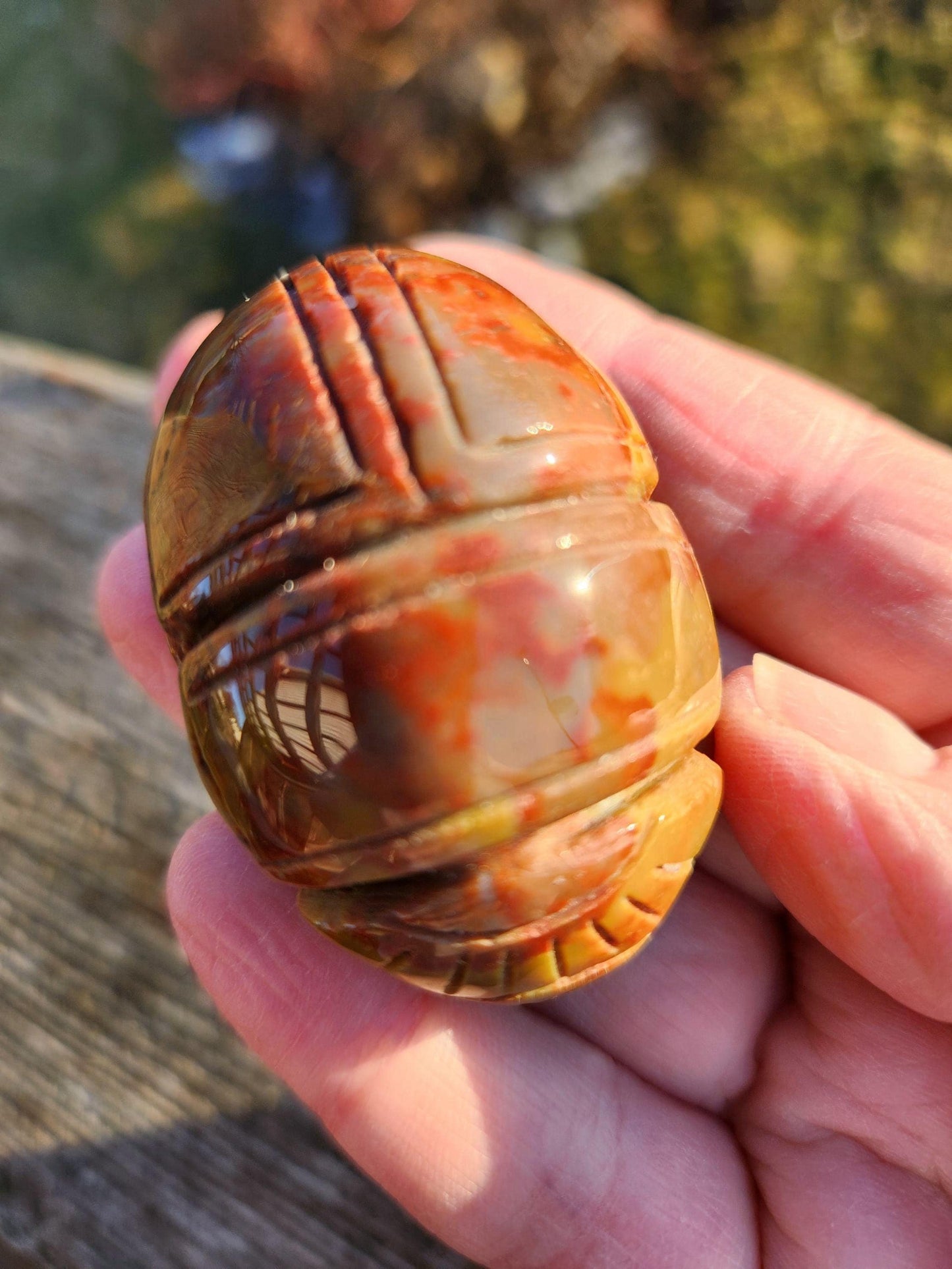 Picasso Jasper Polished Scarab Beetle Crystal Carving