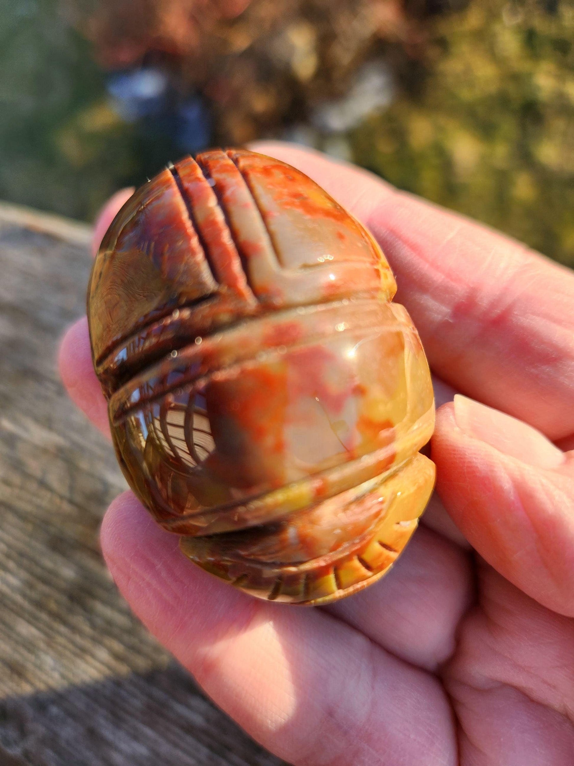 Picasso Jasper Polished Scarab Beetle Crystal Carving