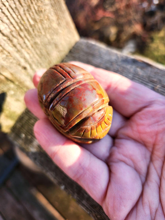 Picasso Jasper Polished Scarab Beetle Crystal Carving