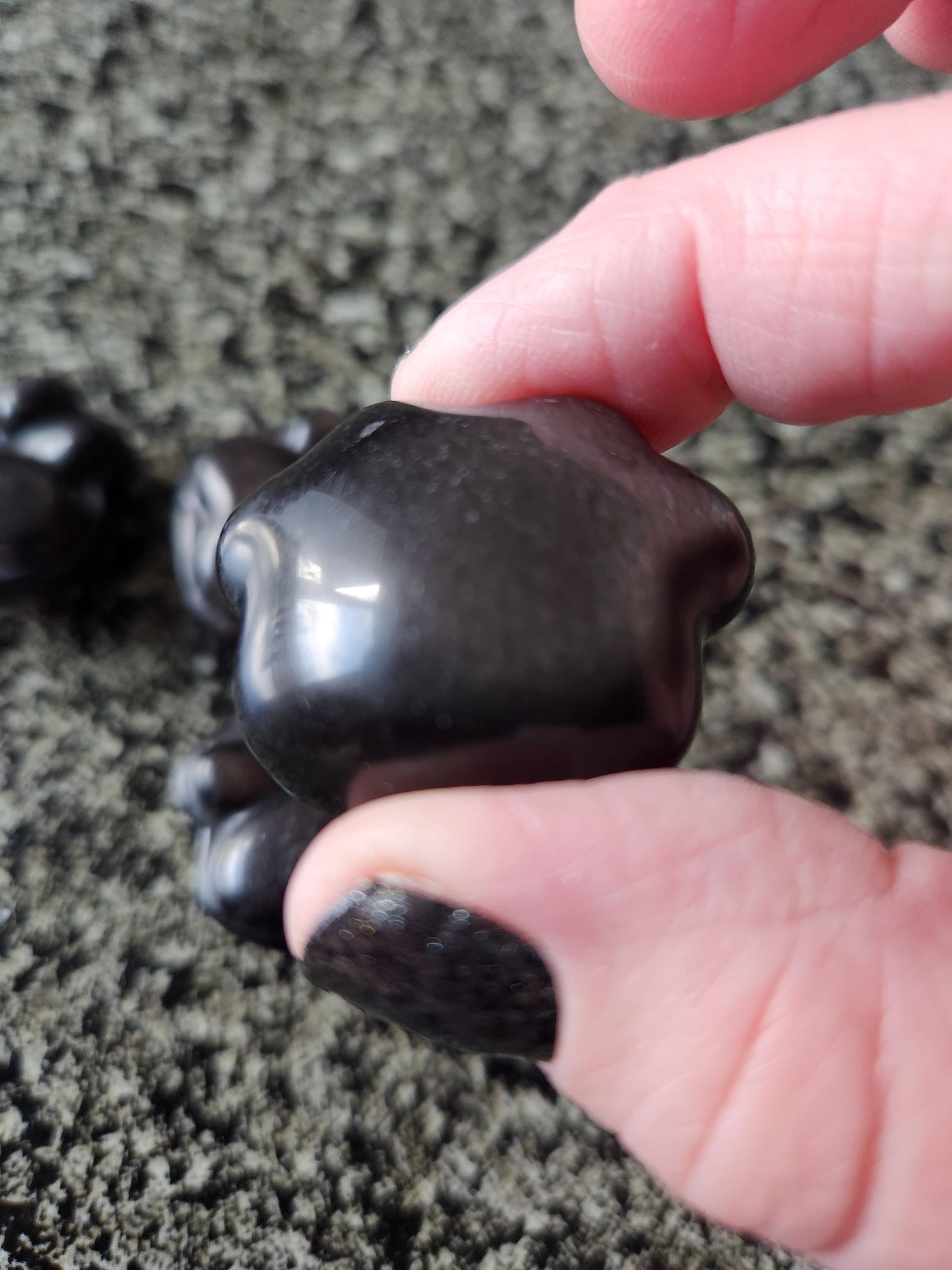 Silver Obsidian Crystal Paw: Pocket Sized, Smooth Carved Stone, One