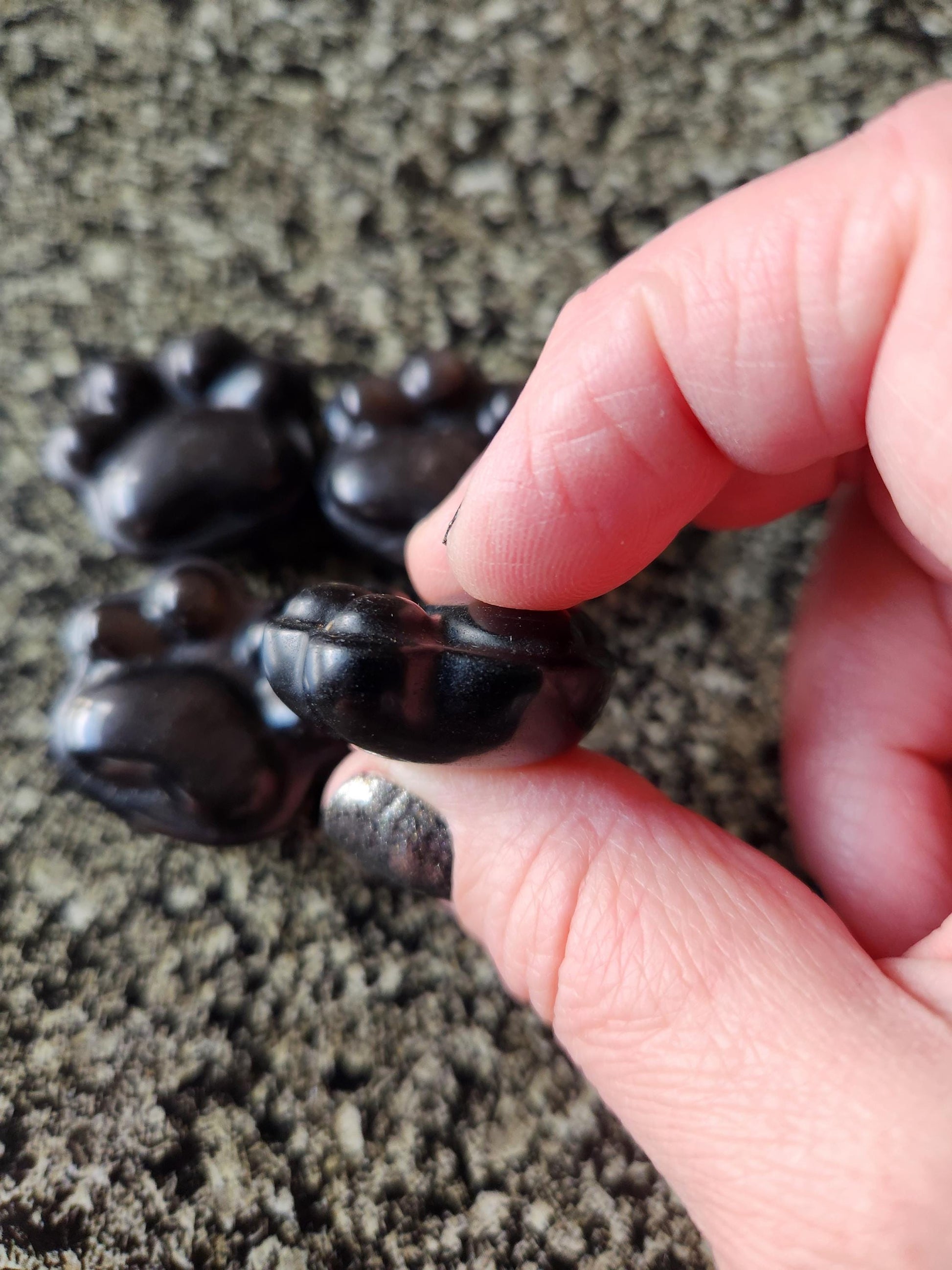 Silver Obsidian Crystal Paw: Pocket Sized, Smooth Carved Stone, One