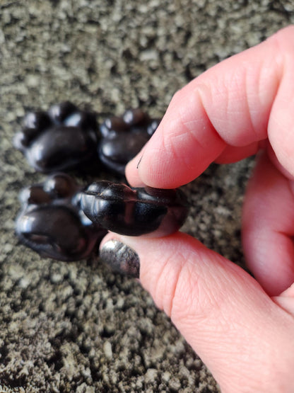 Silver Obsidian Crystal Paw: Pocket Sized, Smooth Carved Stone, One