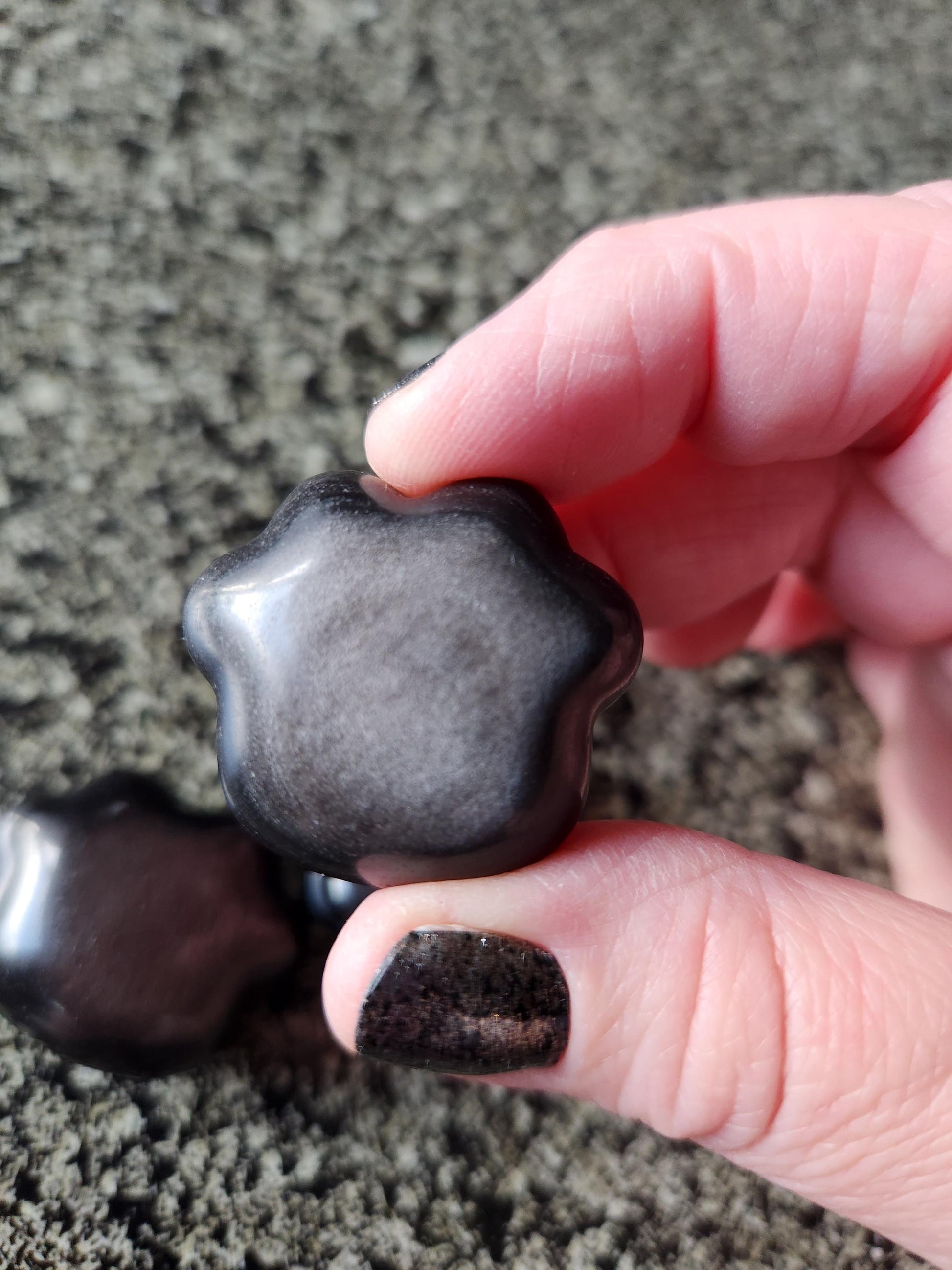 Silver Obsidian Crystal Paw: Pocket Sized, Smooth Carved Stone, One