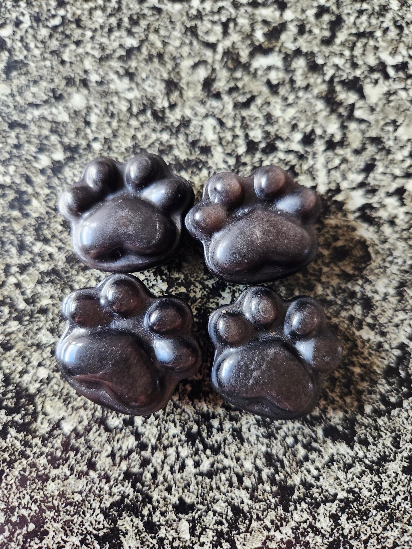 Silver Obsidian Crystal Paw: Pocket Sized, Smooth Carved Stone, One