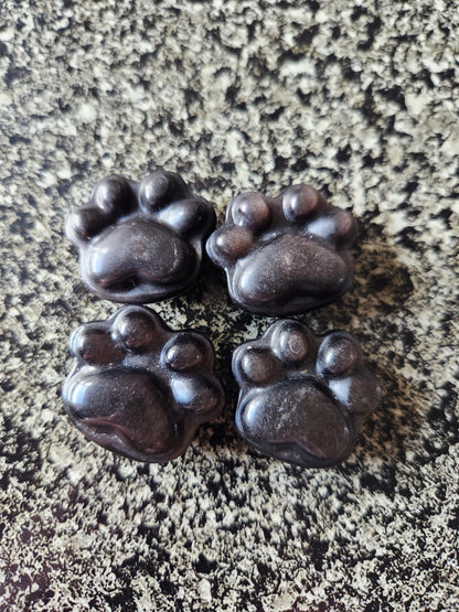 Silver Obsidian Crystal Paw: Pocket Sized, Smooth Carved Stone, One