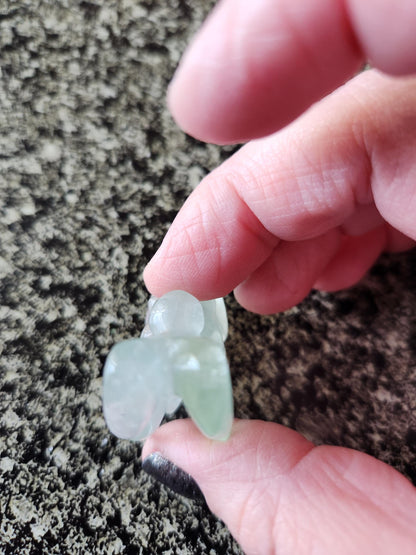 Light Green Fluorite with Purple Stripes Crystal Angel or Fairy - Unique Carved Stone, Small