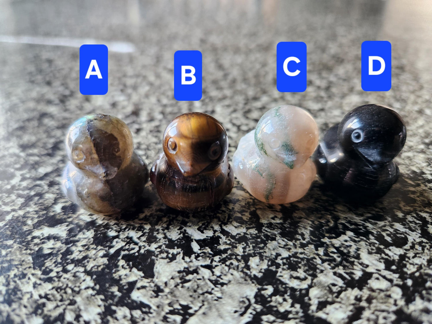 Carved Mini Duck Crystal Stone: Various Stone, One