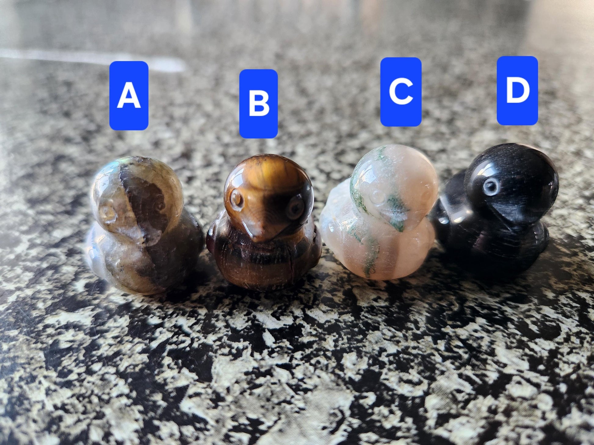 Carved Mini Duck Crystal Stone: Various Stone, One