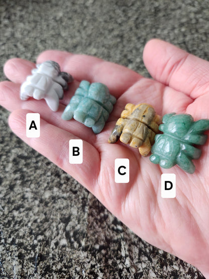 Mini Crystal Spider: Howlite, Amazonite, Crazy Lace Agate, or Green Aventurine, One