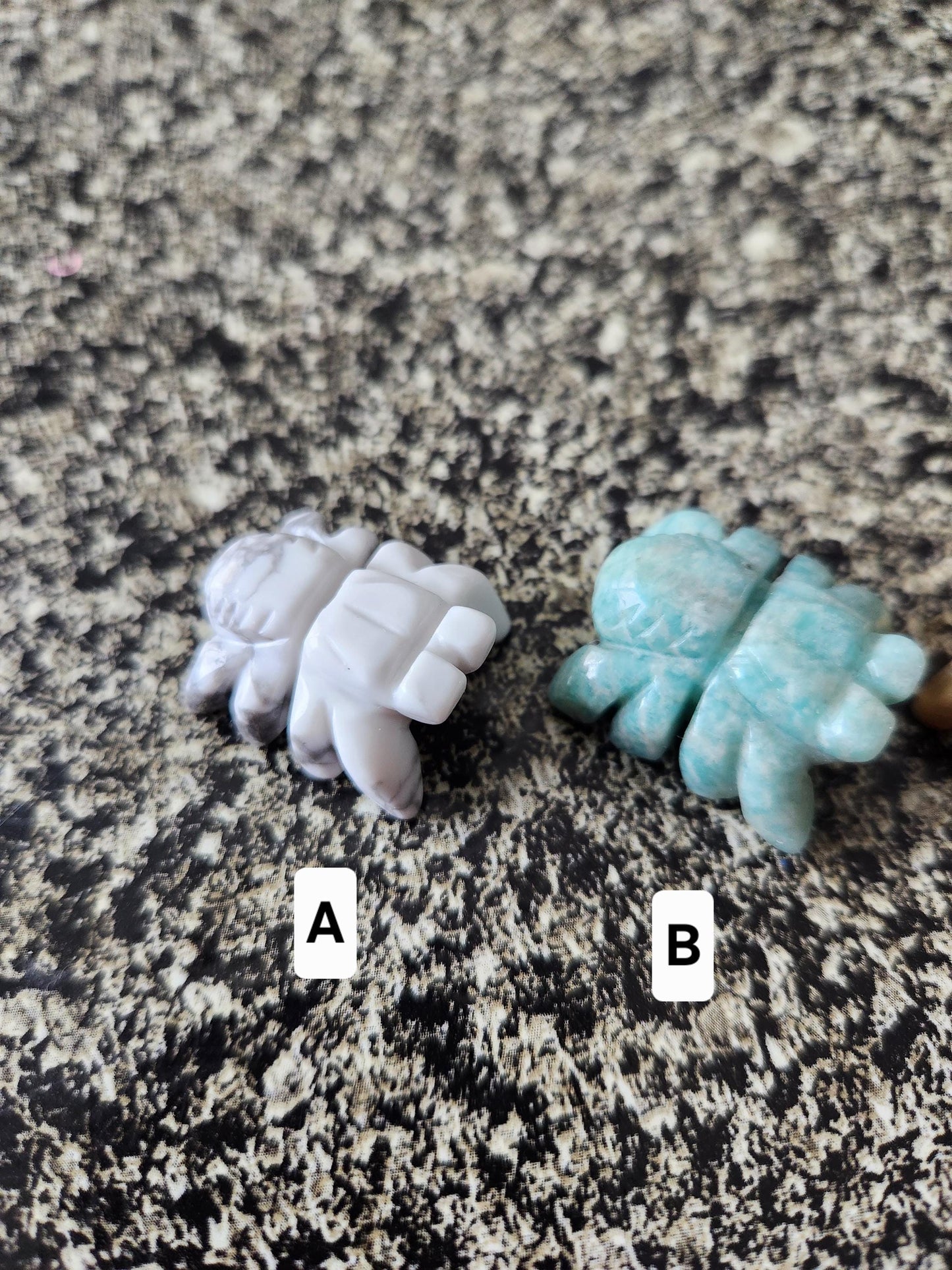 Mini Crystal Spider: Howlite, Amazonite, Crazy Lace Agate, or Green Aventurine, One