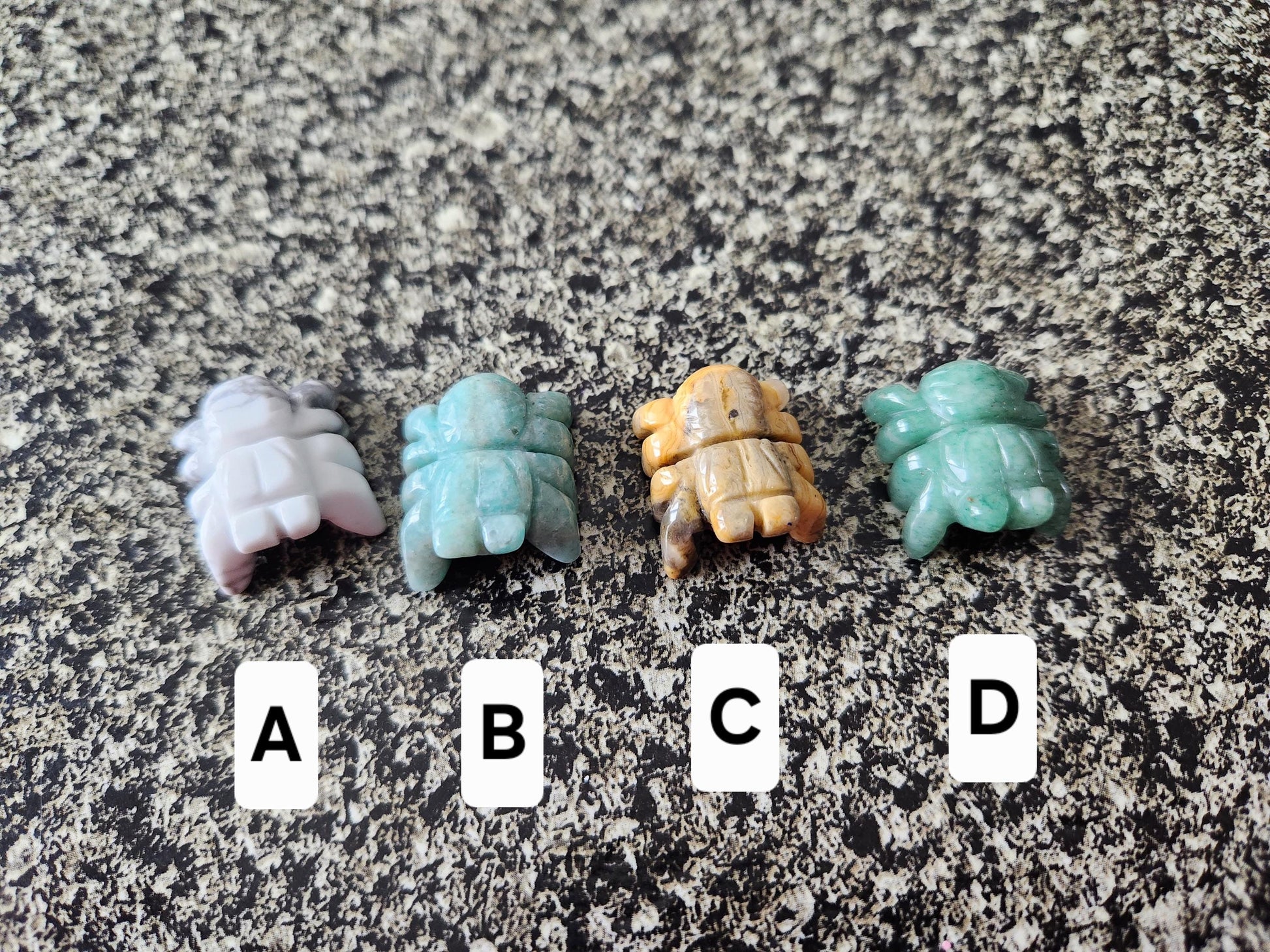 Mini Crystal Spider: Howlite, Amazonite, Crazy Lace Agate, or Green Aventurine, One