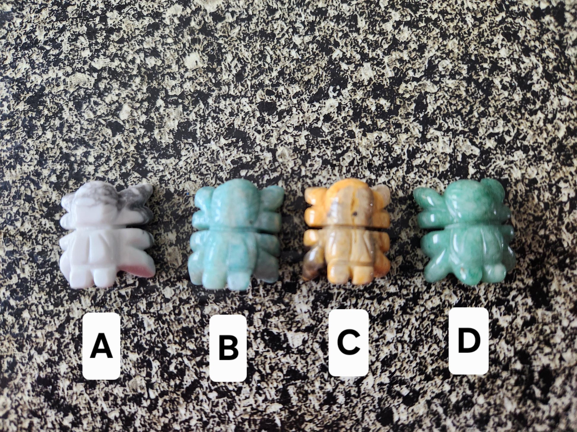 Mini Crystal Spider: Howlite, Amazonite, Crazy Lace Agate, or Green Aventurine, One