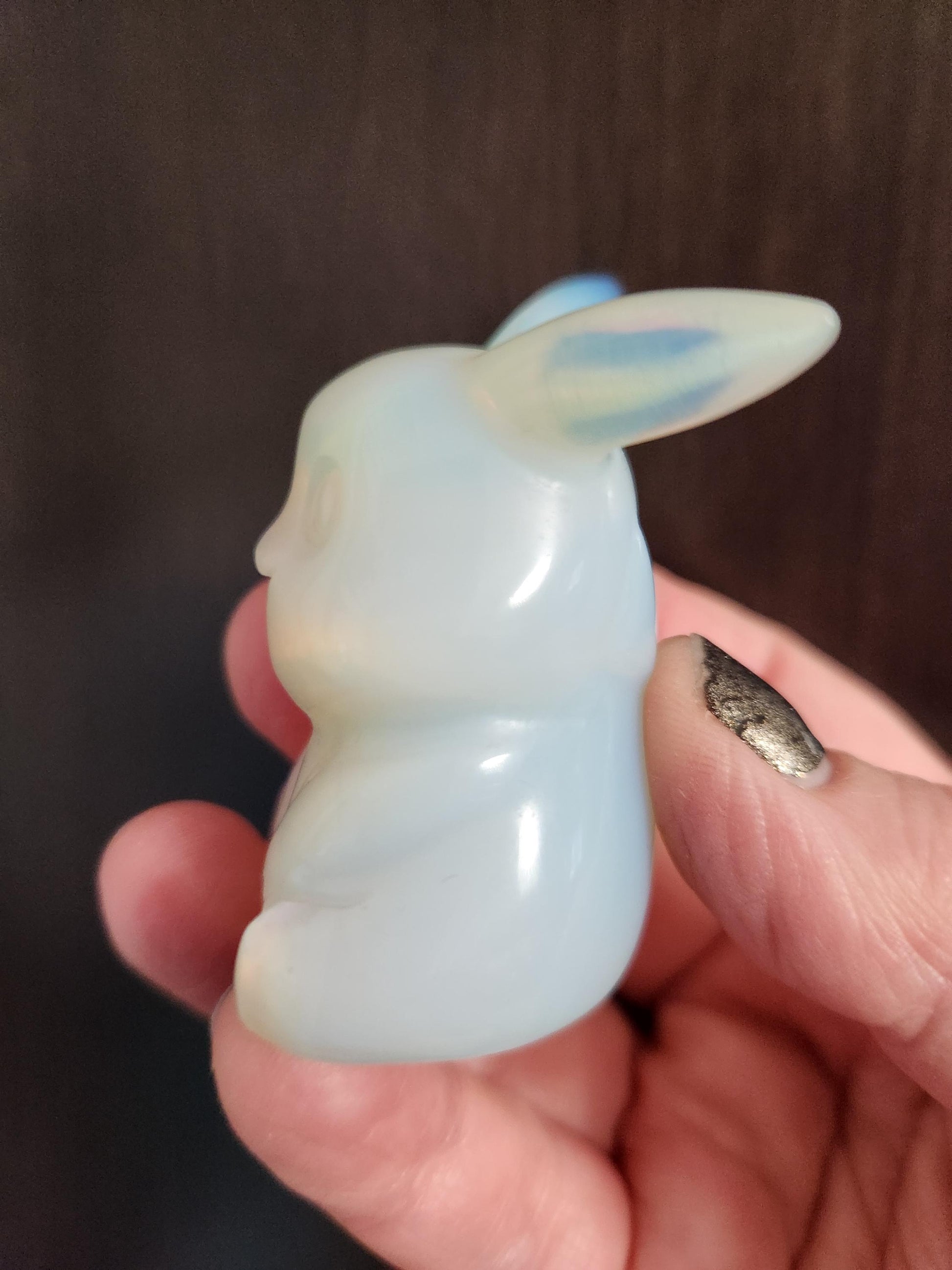 Opalite Pikachu Figurine: High Polish Crystal Carving, Pokémon