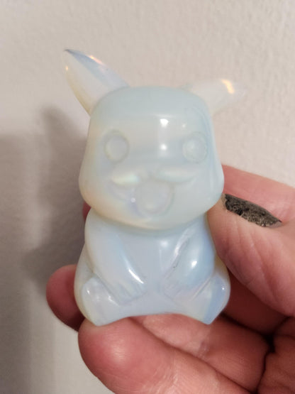 Opalite Pikachu Figurine: High Polish Crystal Carving, Pokémon