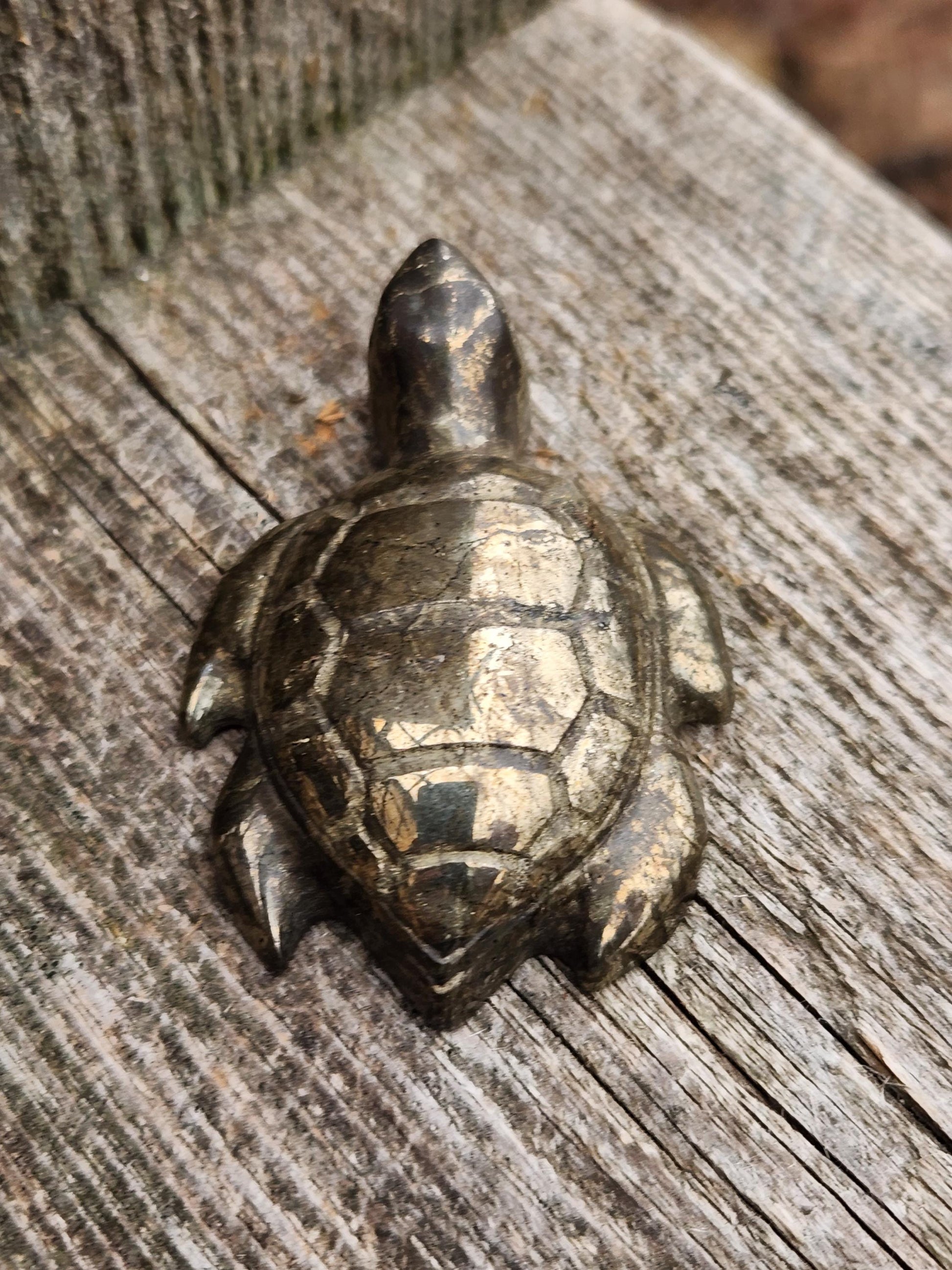 Pyrite Turtle Crystal Carving