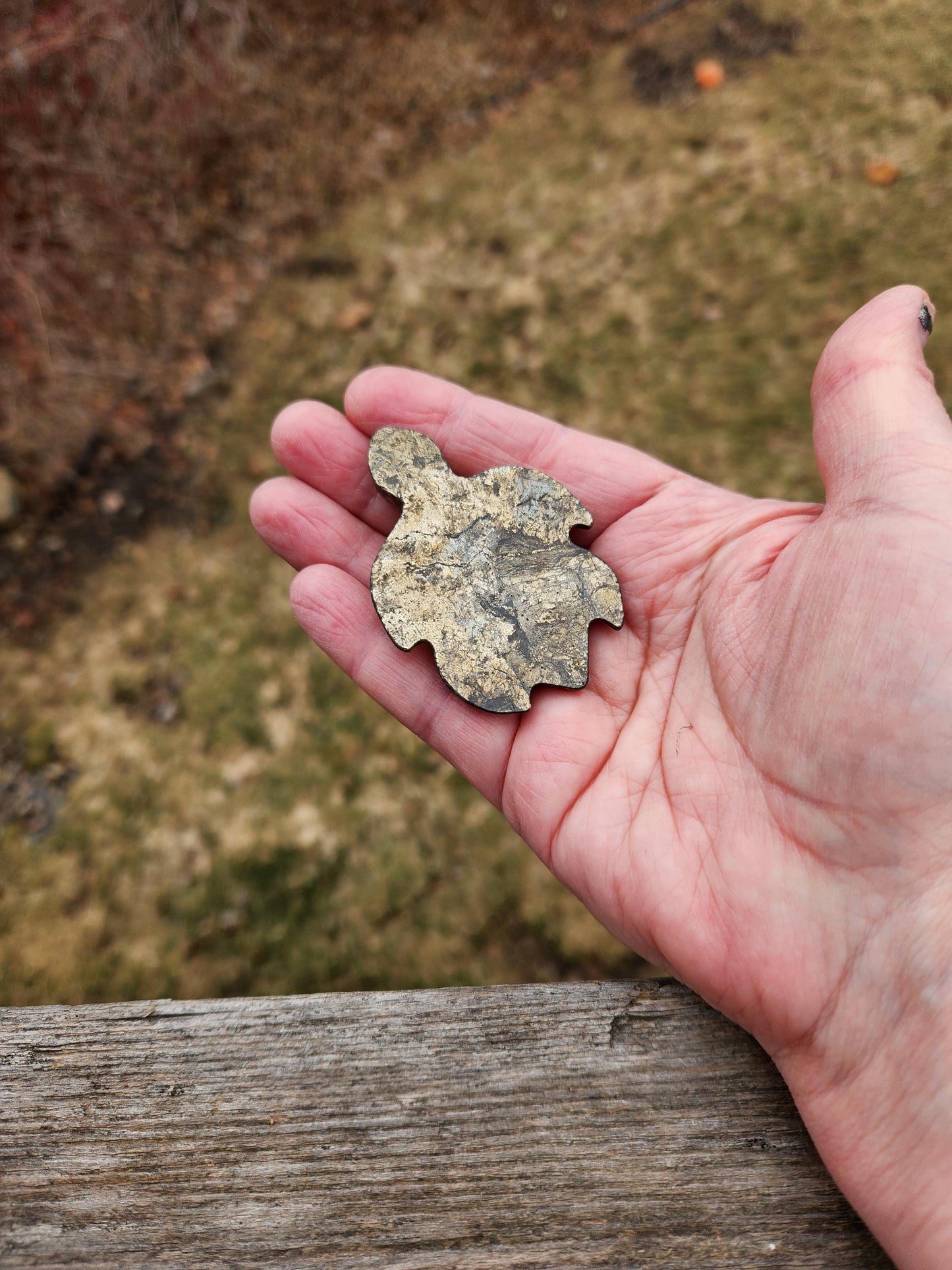 Pyrite Turtle Crystal Carving