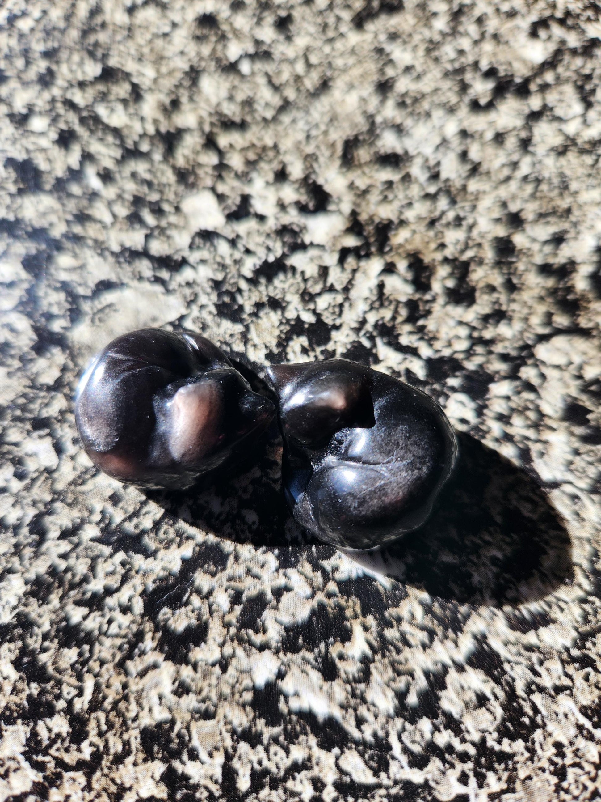 Silver Sheen Obsidian Mini Sleeping Cat - Natural Stone Crystal, One