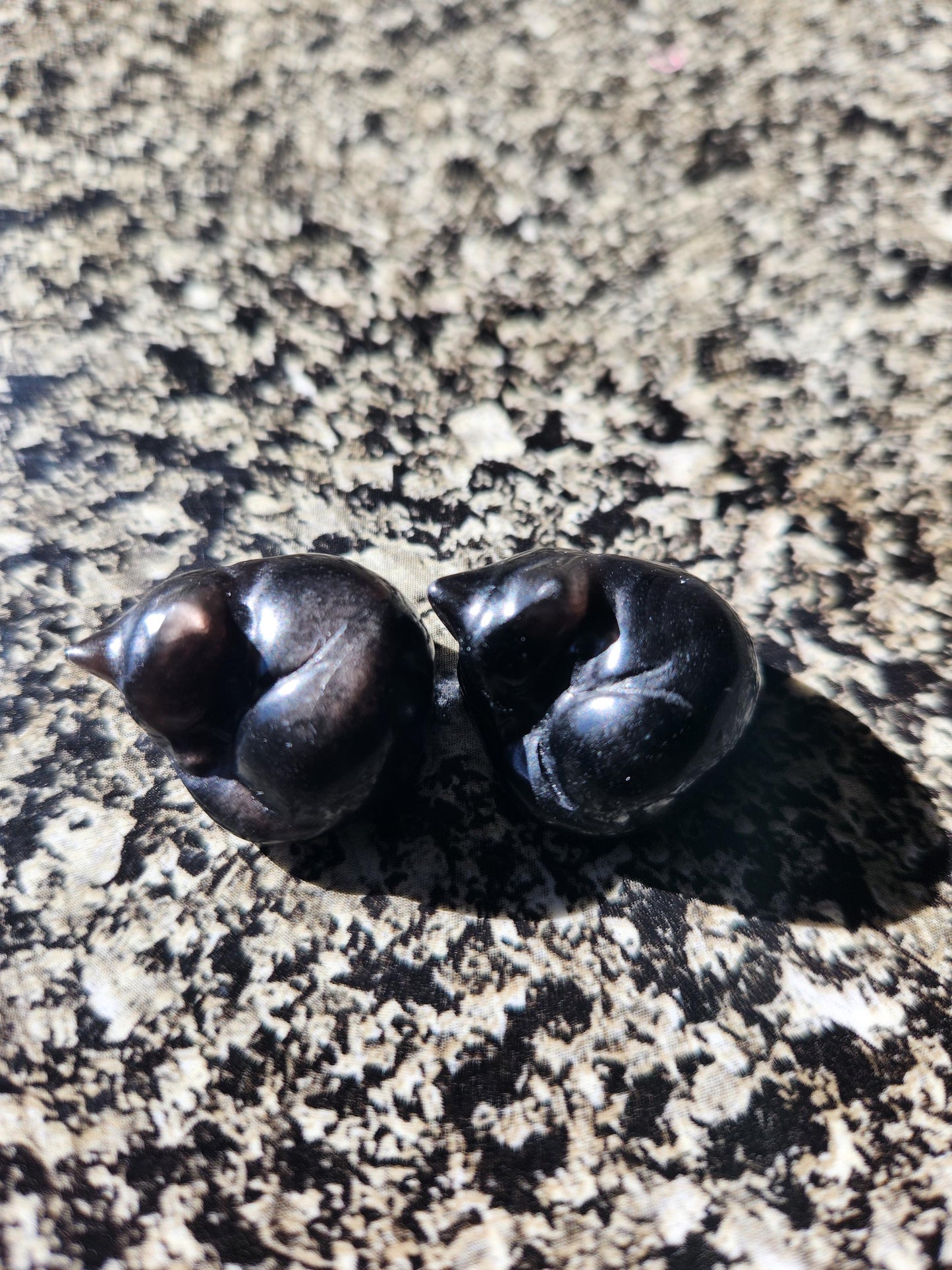 Silver Sheen Obsidian Mini Sleeping Cat - Natural Stone Crystal, One