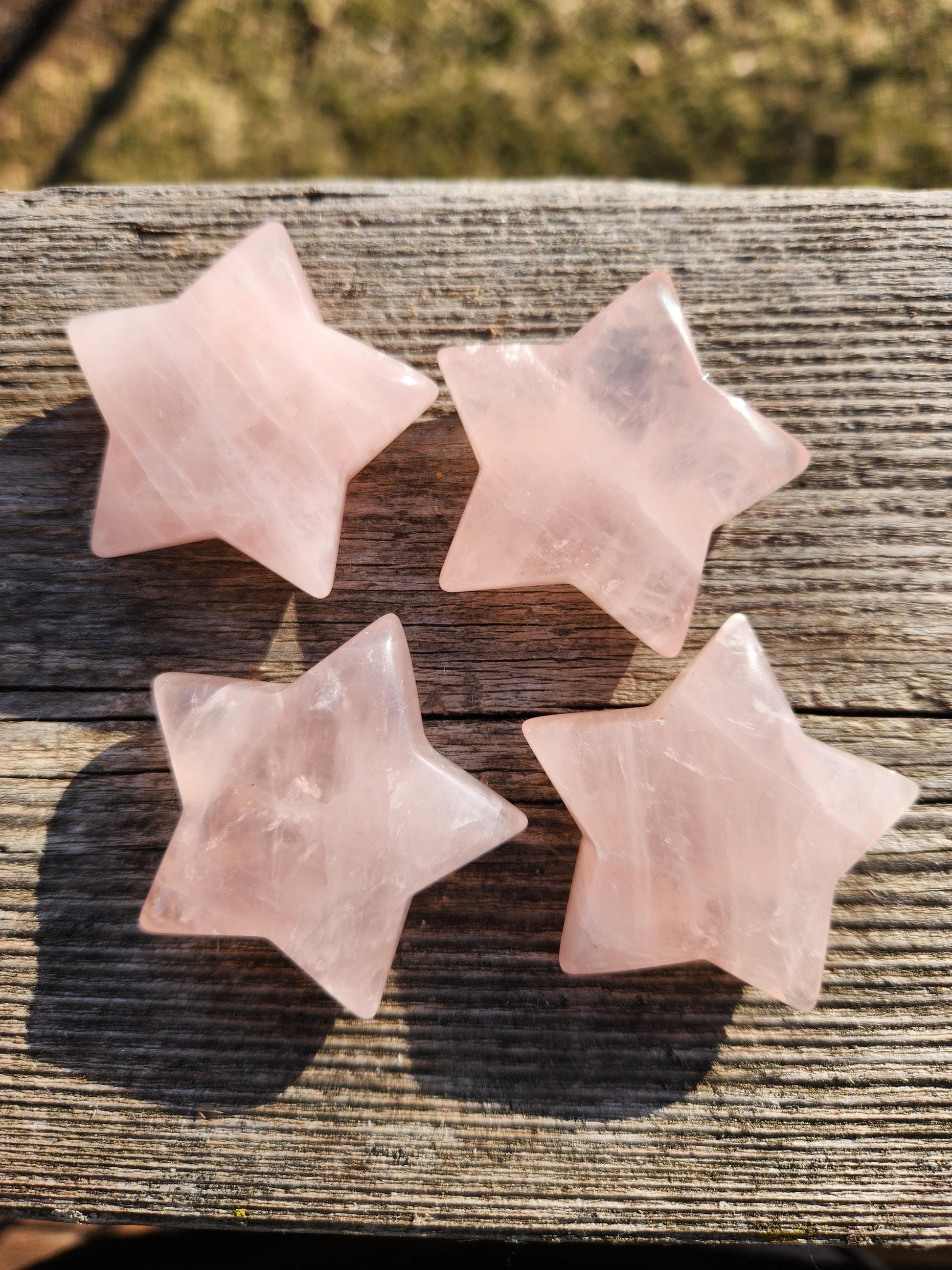 AAA Rose Quartz Crystal Small Star, High Polish Pocket Stone, One