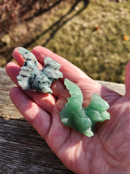 Kiwi Jasper or Green Aventurine Carved Squirrel: Natural Crystal Figurine, One