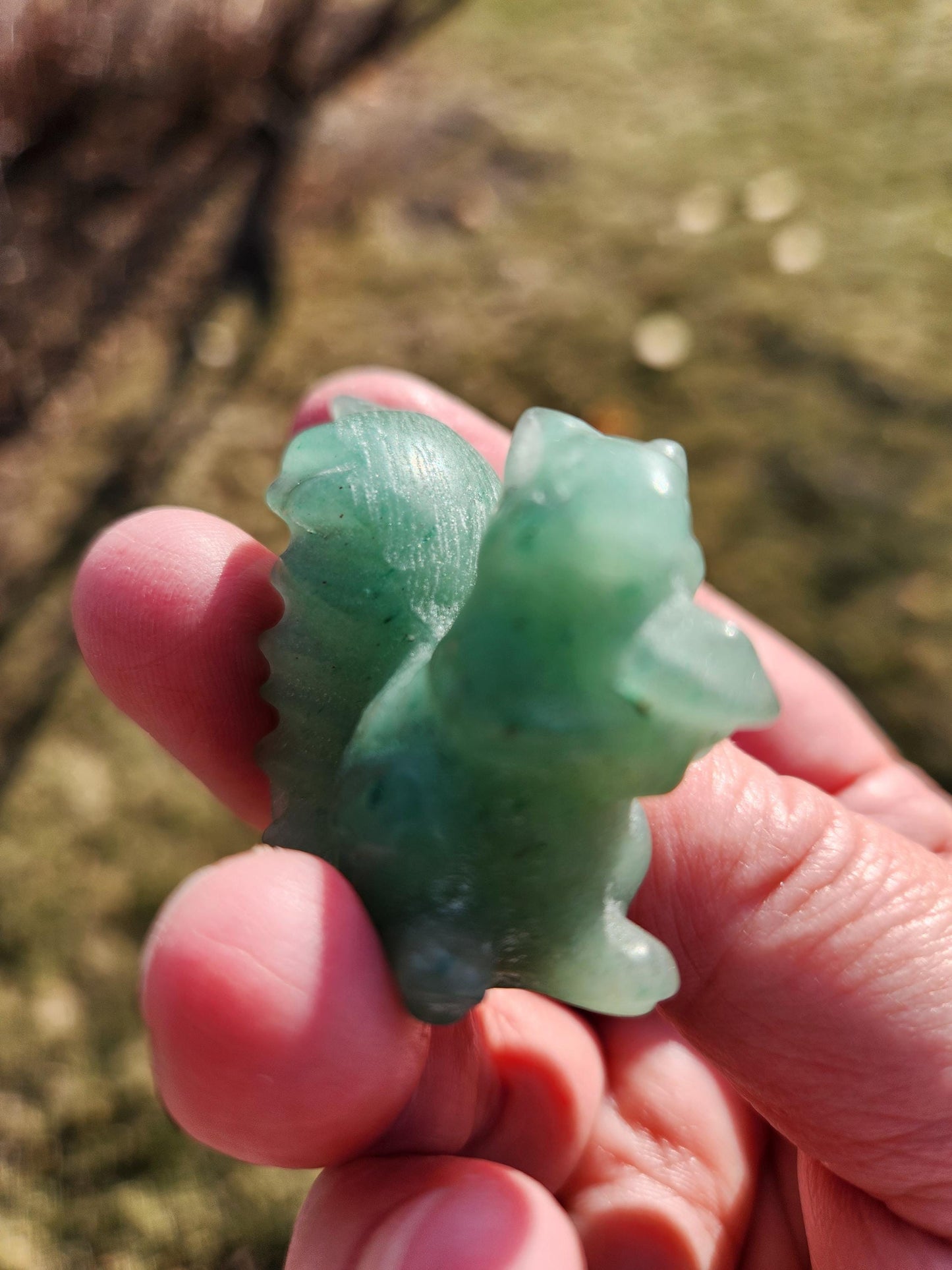 Kiwi Jasper or Green Aventurine Carved Squirrel: Natural Crystal Figurine, One