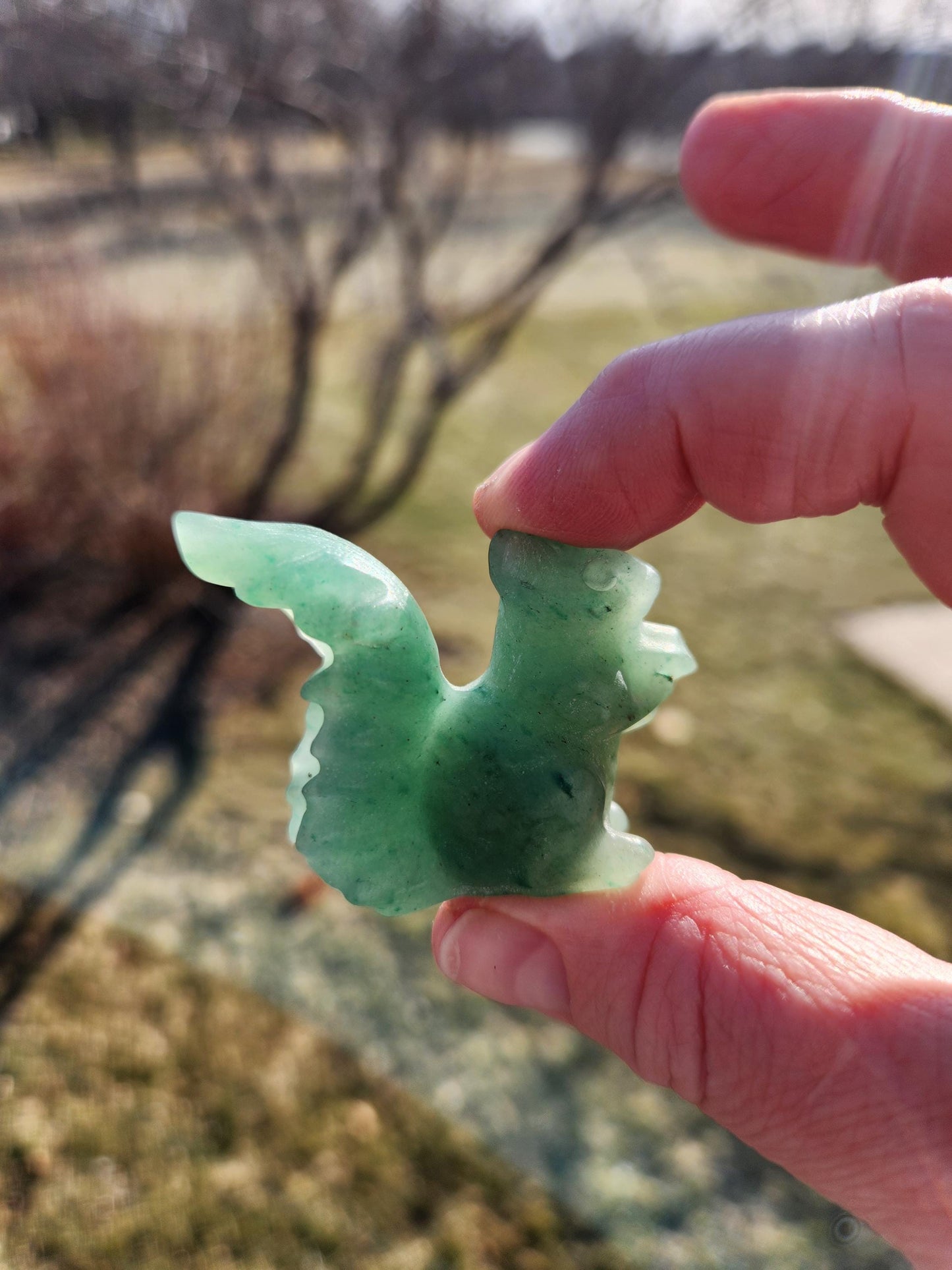 Kiwi Jasper or Green Aventurine Carved Squirrel: Natural Crystal Figurine, One