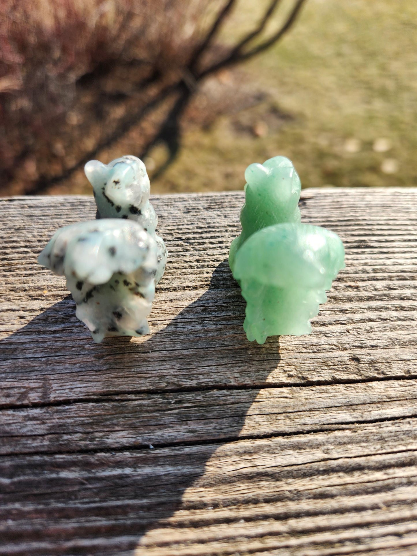 Kiwi Jasper or Green Aventurine Carved Squirrel: Natural Crystal Figurine, One