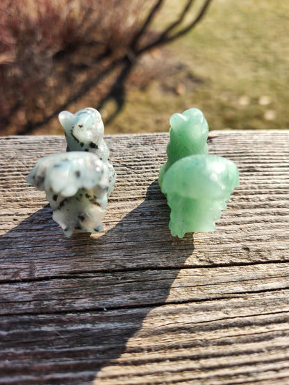 Kiwi Jasper or Green Aventurine Carved Squirrel: Natural Crystal Figurine, One