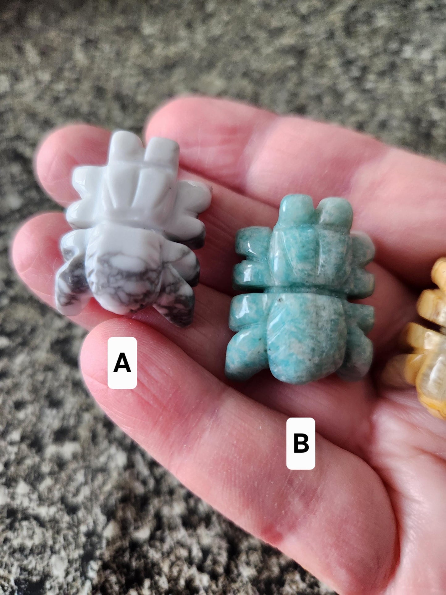Mini Crystal Spider: Howlite, Amazonite, Crazy Lace Agate, or Green Aventurine, One