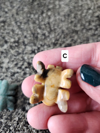Mini Crystal Spider: Howlite, Amazonite, Crazy Lace Agate, or Green Aventurine, One