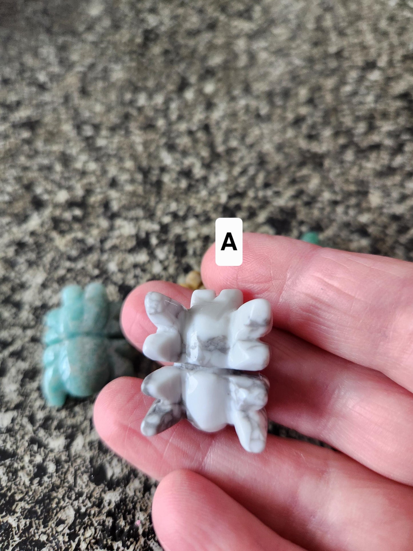 Mini Crystal Spider: Howlite, Amazonite, Crazy Lace Agate, or Green Aventurine, One