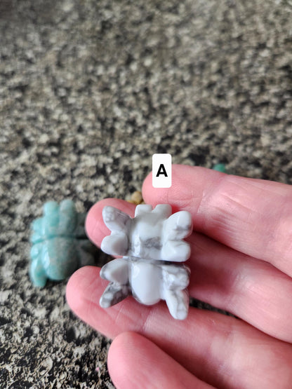Mini Crystal Spider: Howlite, Amazonite, Crazy Lace Agate, or Green Aventurine, One