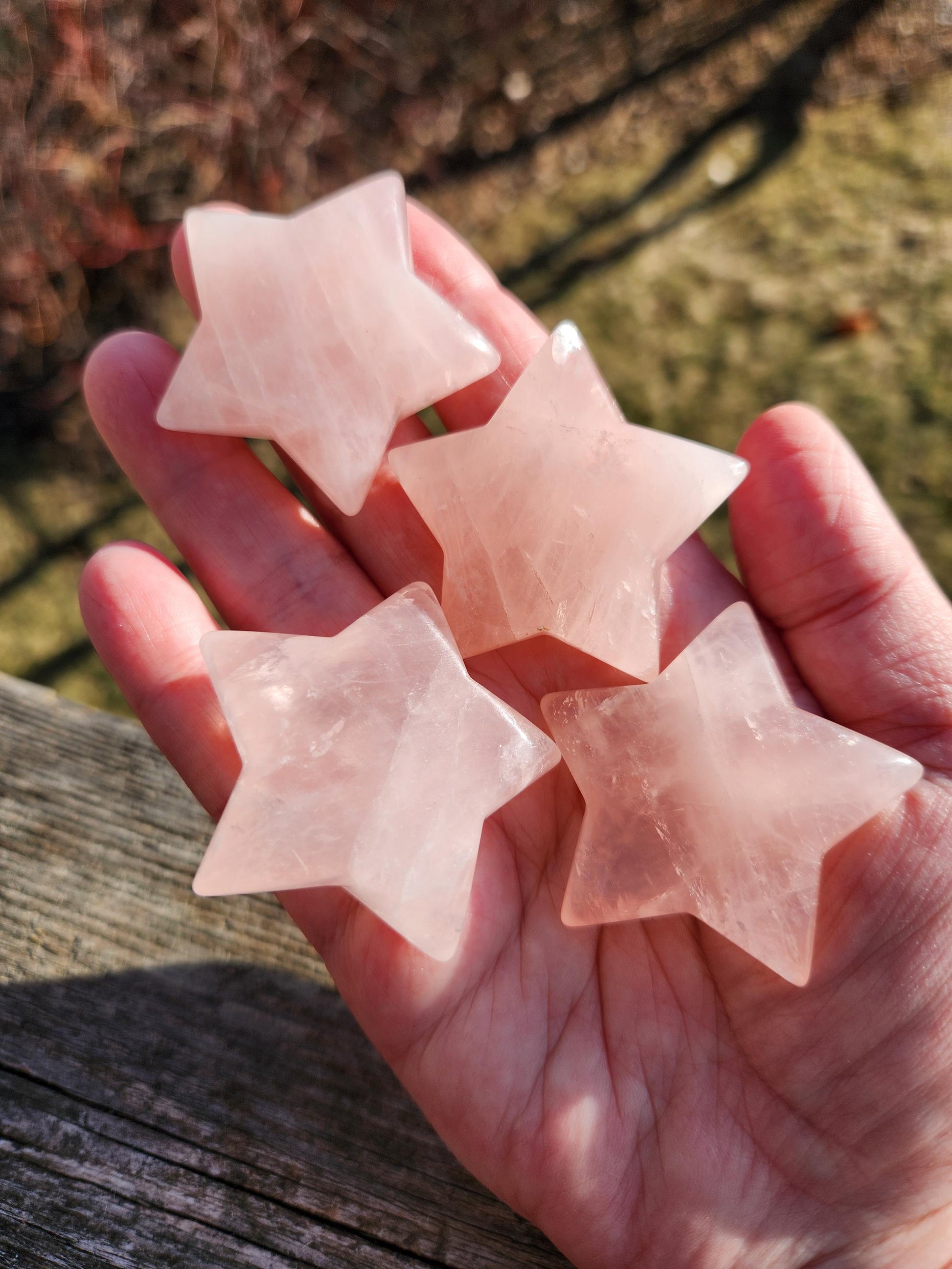 AAA Rose Quartz Crystal Small Star, High Polish Pocket Stone, One