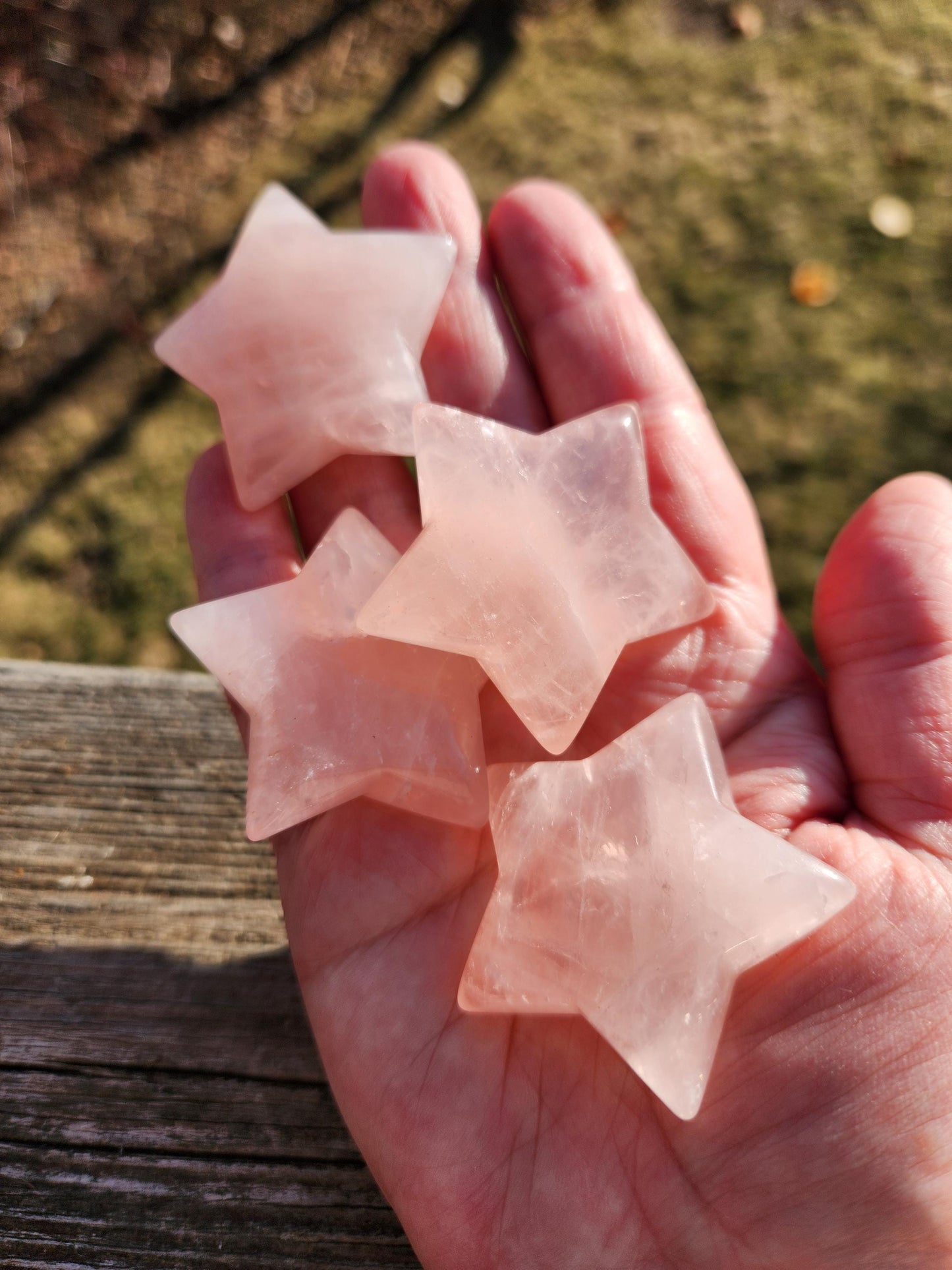 AAA Rose Quartz Crystal Small Star, High Polish Pocket Stone, One