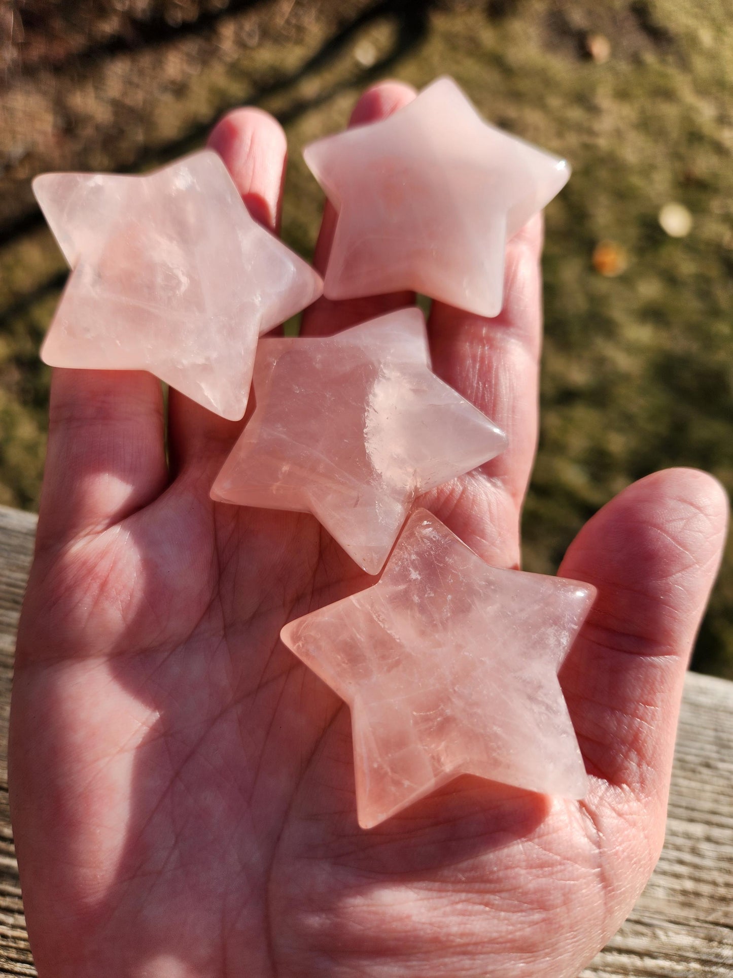 AAA Rose Quartz Crystal Small Star, High Polish Pocket Stone, One