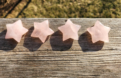 AAA Rose Quartz Crystal Small Star, High Polish Pocket Stone, One
