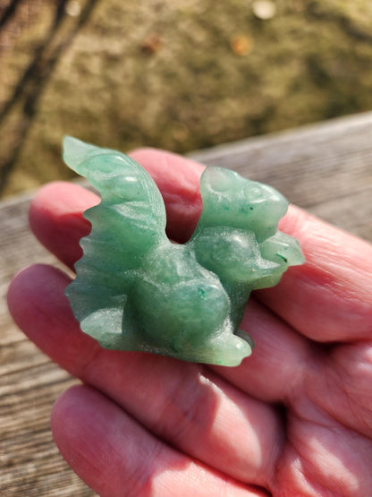 Kiwi Jasper or Green Aventurine Carved Squirrel: Natural Crystal Figurine, One