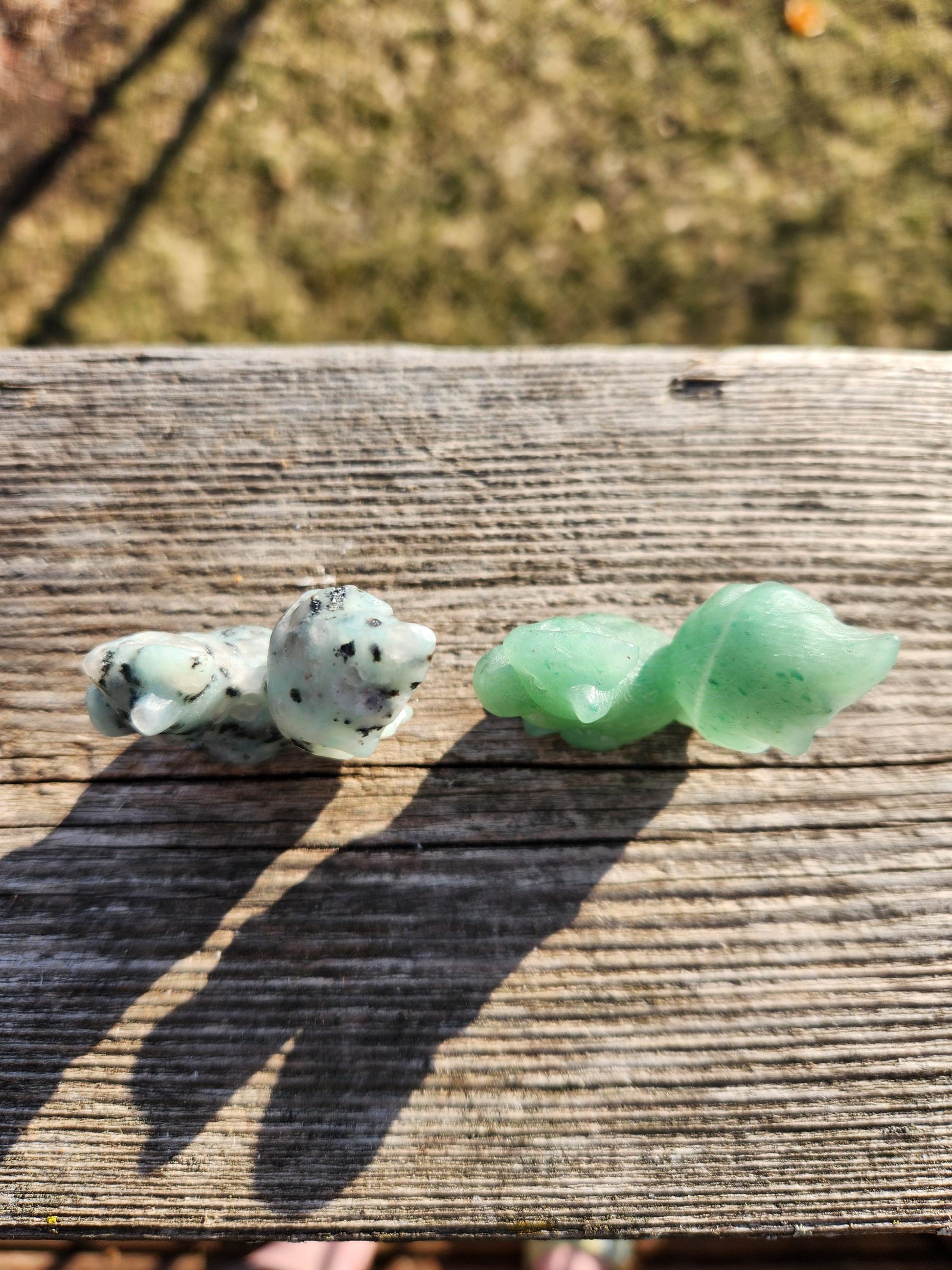Kiwi Jasper or Green Aventurine Carved Squirrel: Natural Crystal Figurine, One