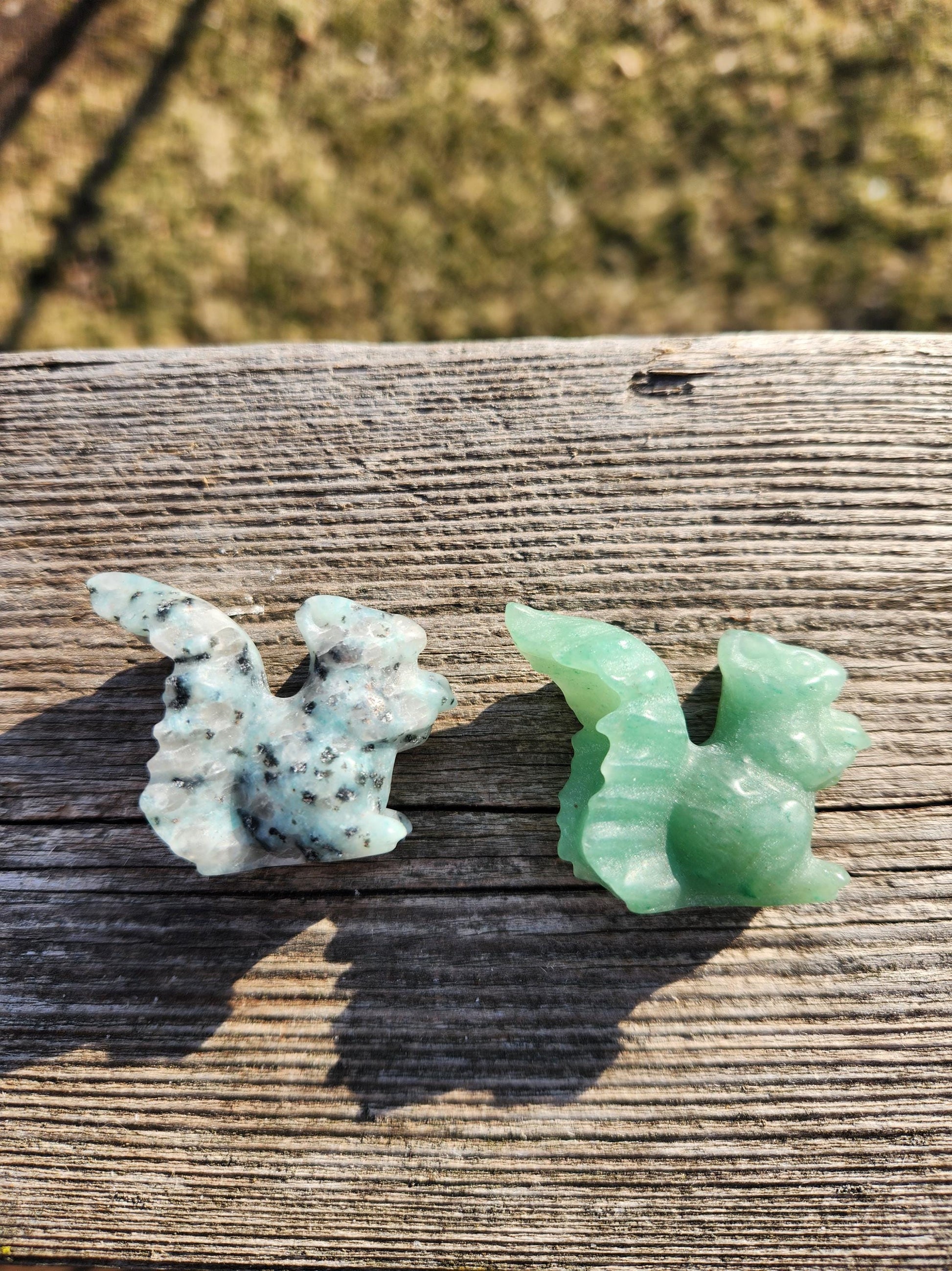 Kiwi Jasper or Green Aventurine Carved Squirrel: Natural Crystal Figurine, One