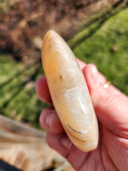 High Polished Bahia Jasper Crystal Heart, Hand Sized